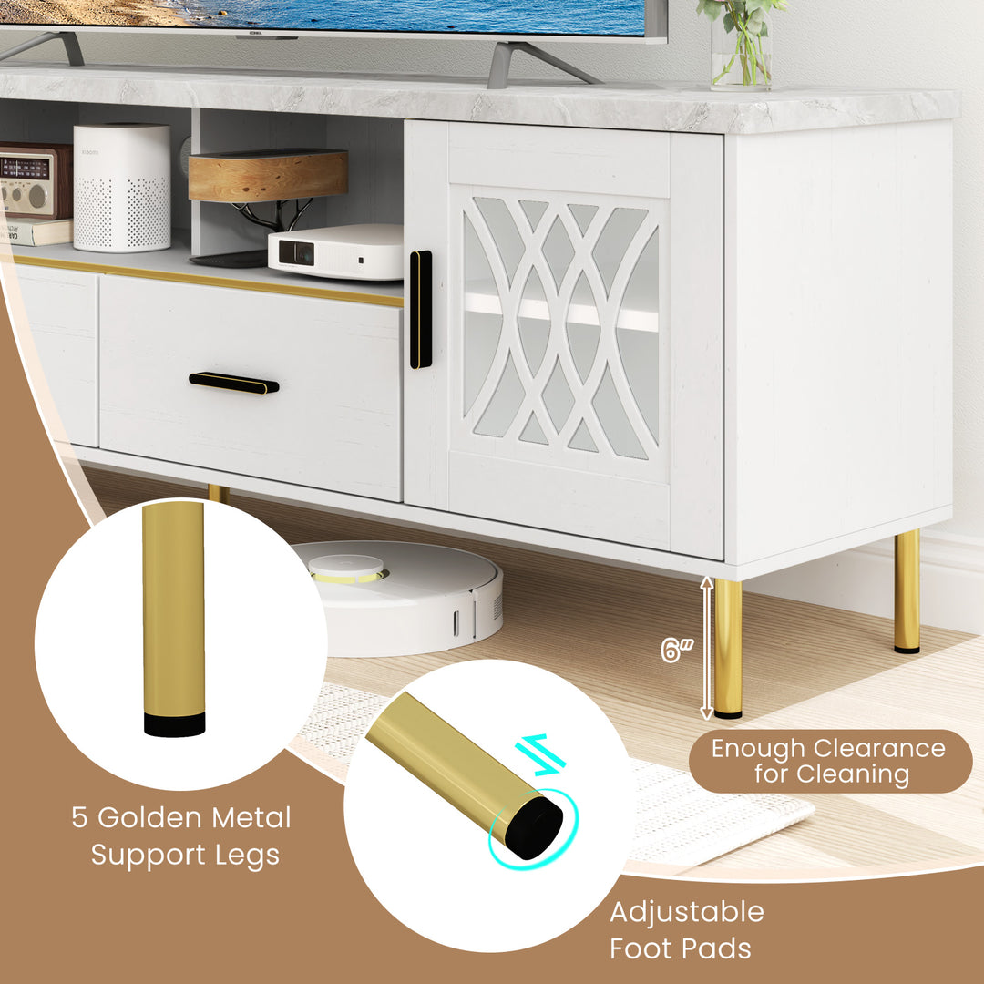 Giantex TV Stand for TV up to 80", 71-Inch Modern Entertainment Center with Glass Doors &amp; 2 Storage Drawers