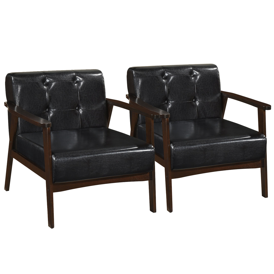 Giantex Mid Century Modern Accent Chair, Upholstered Tufted Armchair with Solid Rubber Wood Frame