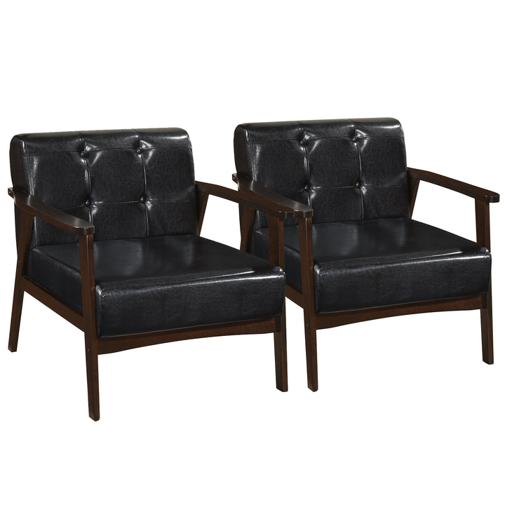 Giantex Mid Century Modern Accent Chair, Upholstered Tufted Armchair with Solid Rubber Wood Frame