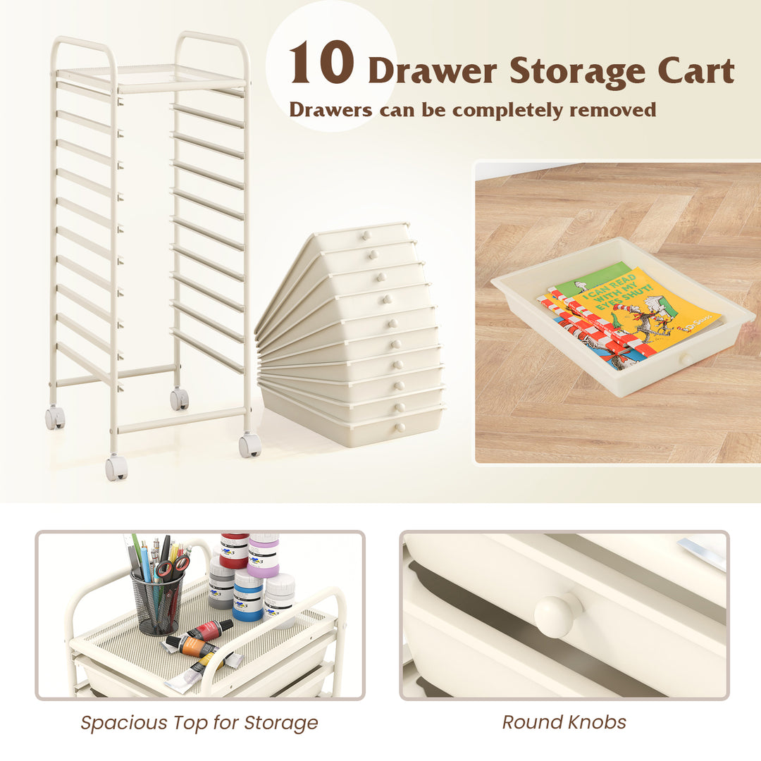 Giantex Rolling Storage Cart on Wheels with 10 Drawers