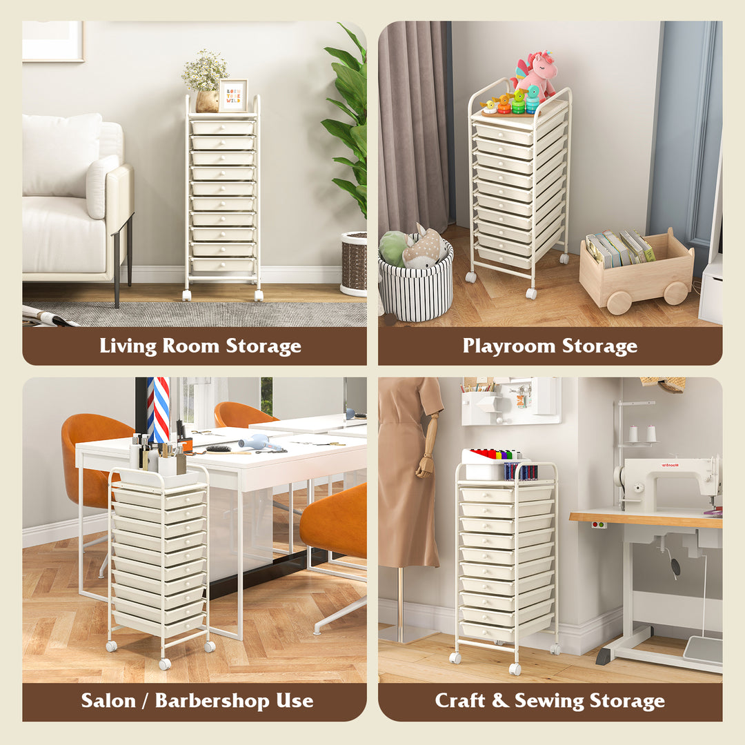 Giantex Rolling Storage Cart on Wheels with 10 Drawers