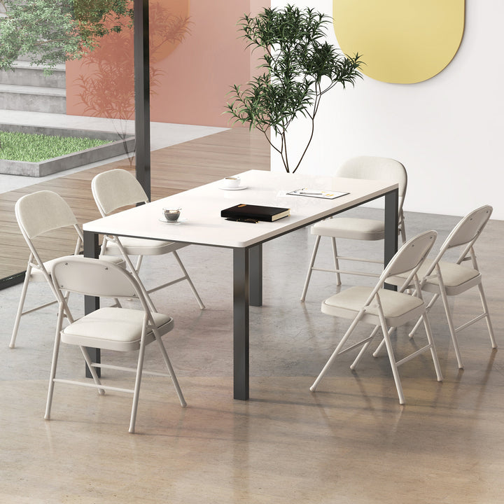 2/4/6 Pack Folding Chairs with Metal Frame and Fabric Upholstered Padded Seat