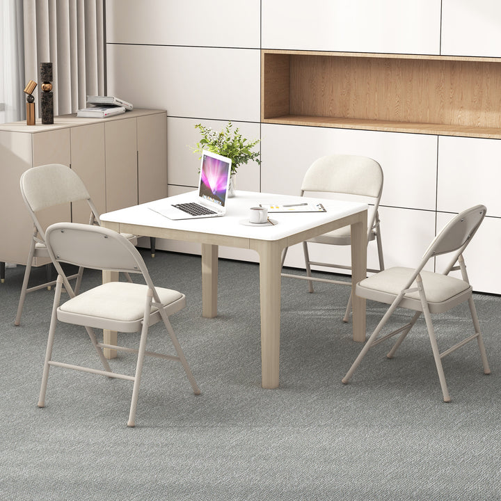 2/4/6 Pack Folding Chairs with Metal Frame and Fabric Upholstered Padded Seat
