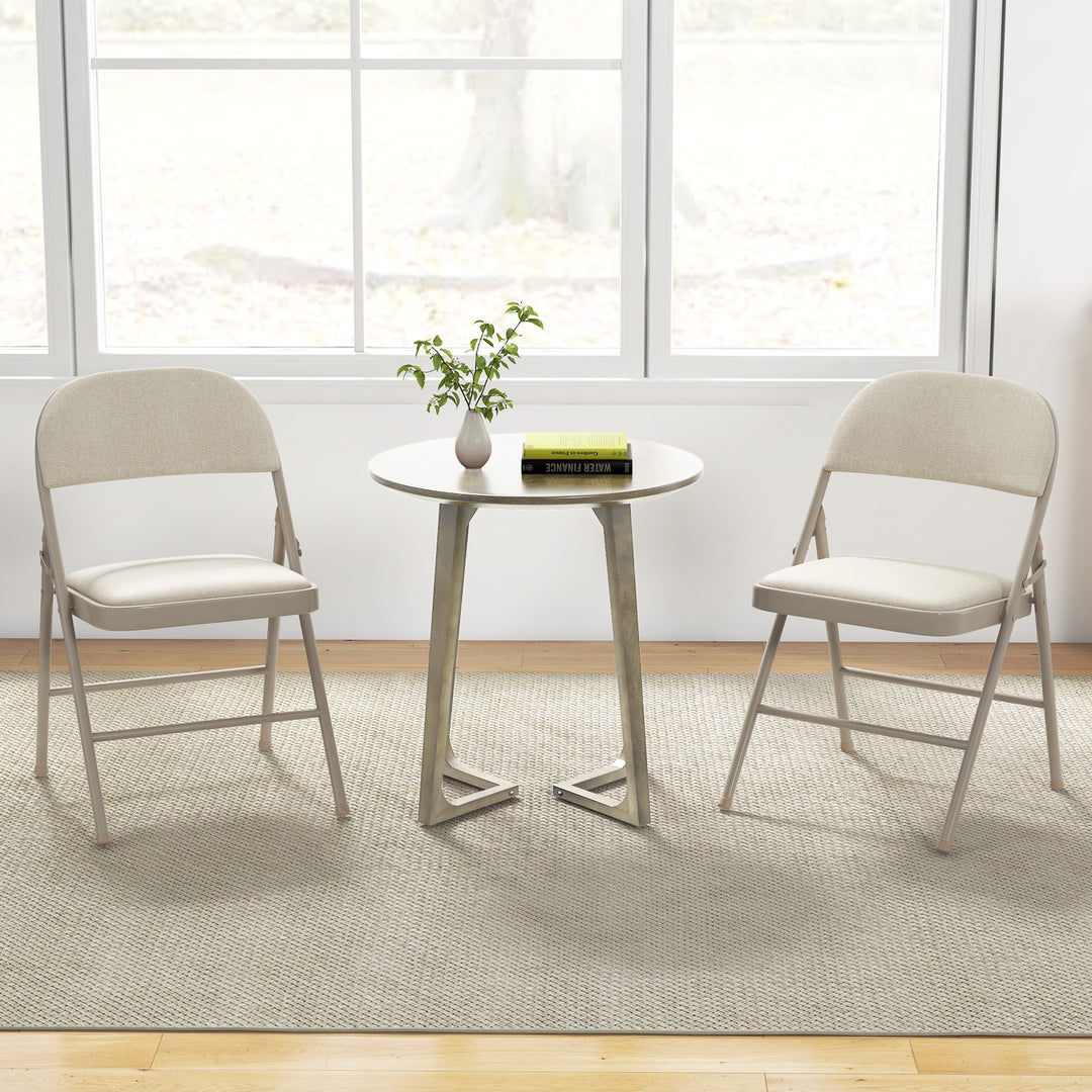 2/4/6 Pack Folding Chairs with Metal Frame and Fabric Upholstered Padded Seat