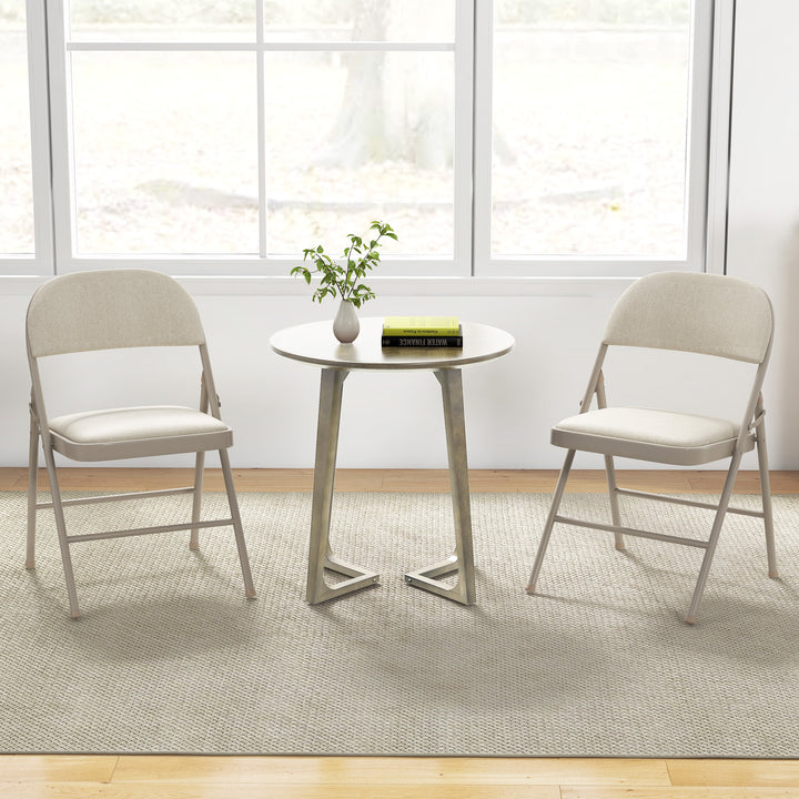2/4/6 Pack Folding Chairs with Metal Frame and Fabric Upholstered Padded Seat
