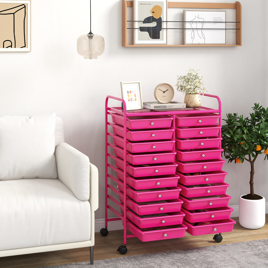 Giantex Storage Drawer Carts, 20-Drawer Organizer, Utility Cart on Wheels