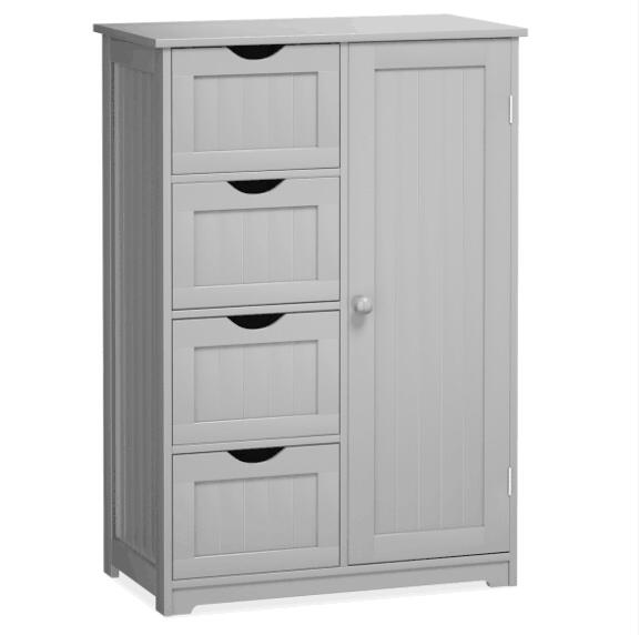 Giantex Bathroom Floor Cabinet Wooden with 1 Door &amp; 4 Drawer