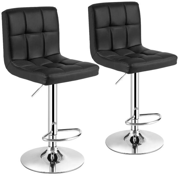 Giantex Bar Stool, Modern Swivel Adjustable Armless Barstools, Square Counter Height PU Leather Bar Stools