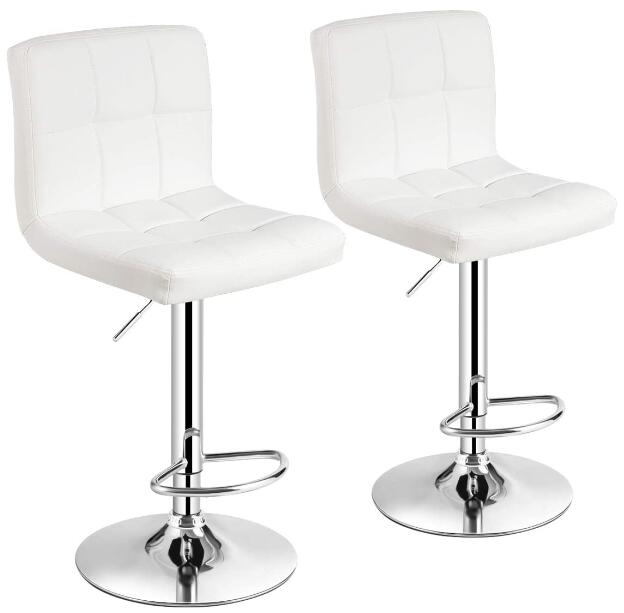 Giantex Bar Stool, Modern Swivel Adjustable Armless Barstools, Square Counter Height PU Leather Bar Stools