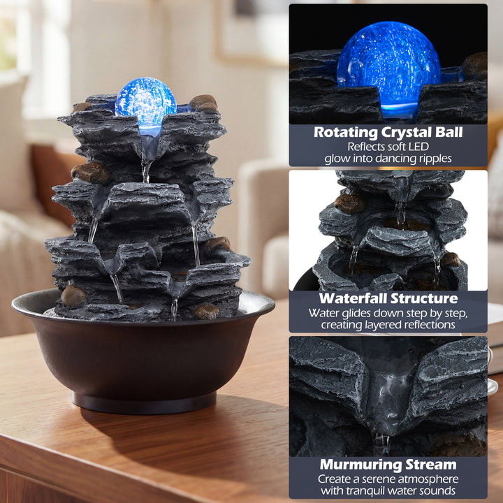Giantex Tabletop Water Fountain with LED Lights