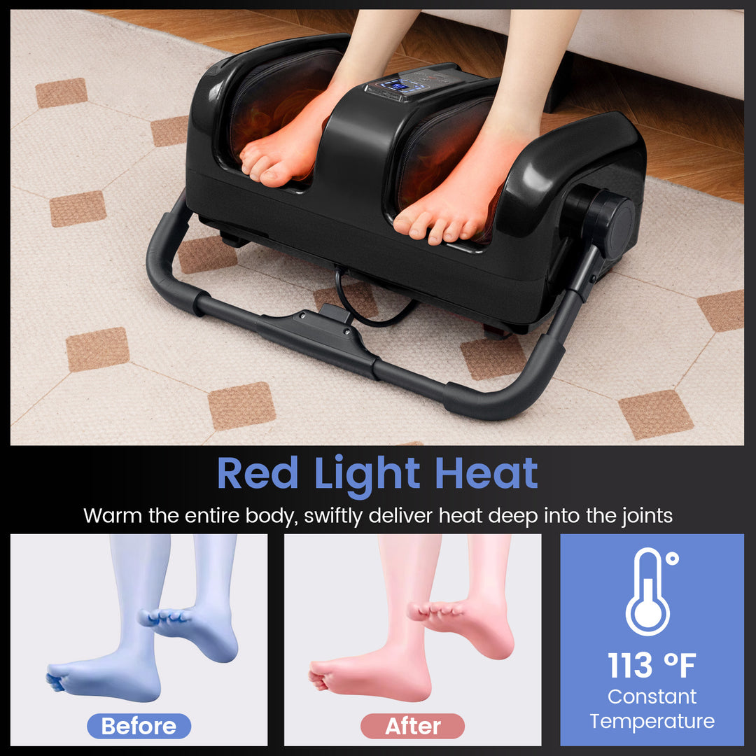 Giantex Electric Foot Massager with Heat, 3 Massage Modes &amp; Speed, Timer, 3 Intensity, Washable Cover