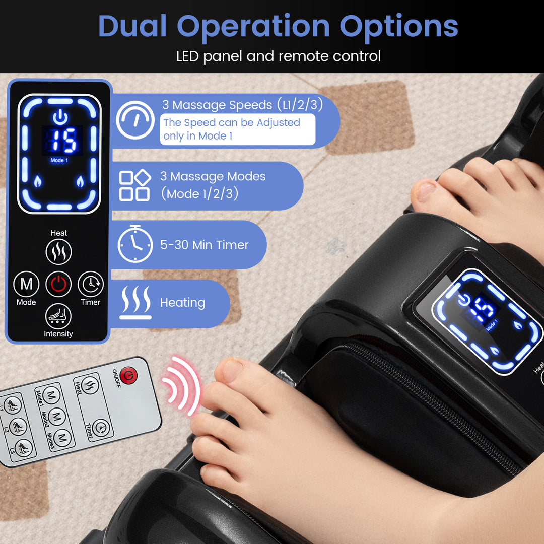 Giantex Electric Foot Massager with Heat, 3 Massage Modes &amp; Speed, Timer, 3 Intensity, Washable Cover
