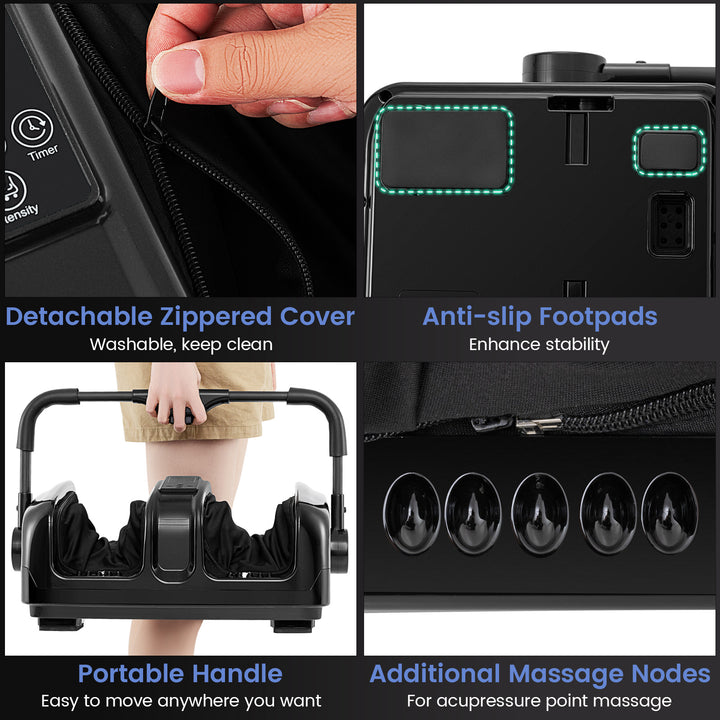 Giantex Electric Foot Massager with Heat, 3 Massage Modes &amp; Speed, Timer, 3 Intensity, Washable Cover