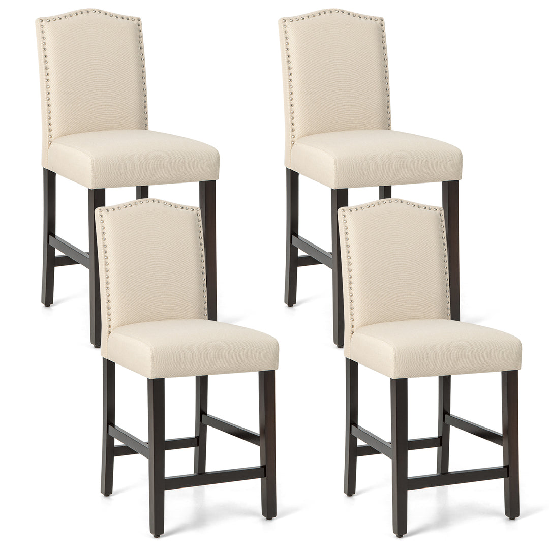 Giantex Bar Stools Set of 2, 25" Counter Height Bar Dining Chairs with Rubber Wood Legs