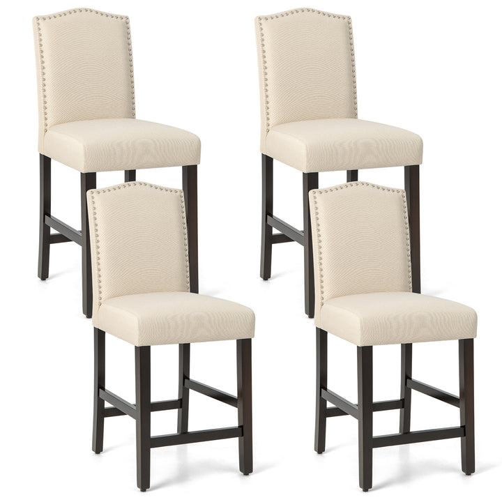 Giantex Bar Stools Set of 2, 25" Counter Height Bar Dining Chairs with Rubber Wood Legs