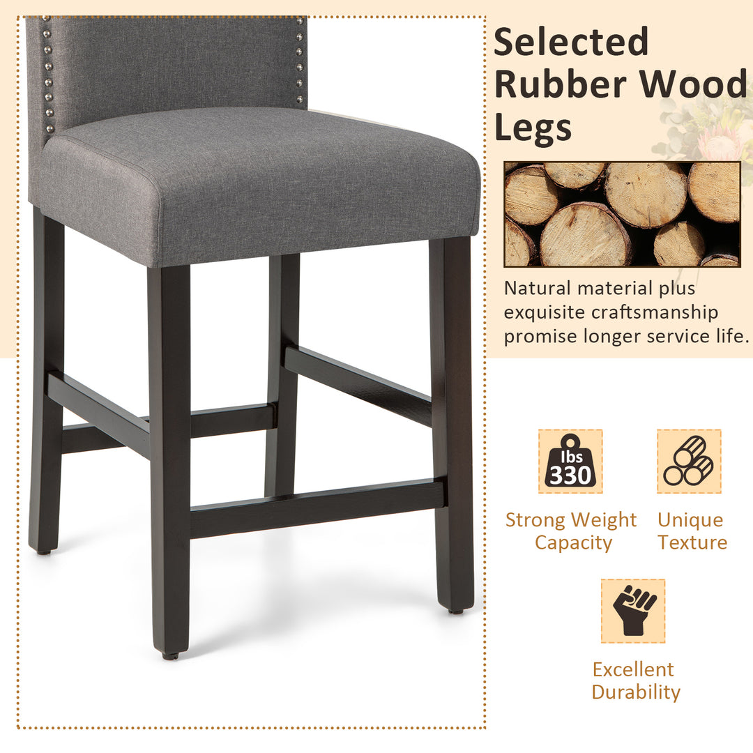 Giantex Bar Stools Set of 2, 25" Counter Height Bar Dining Chairs with Rubber Wood Legs