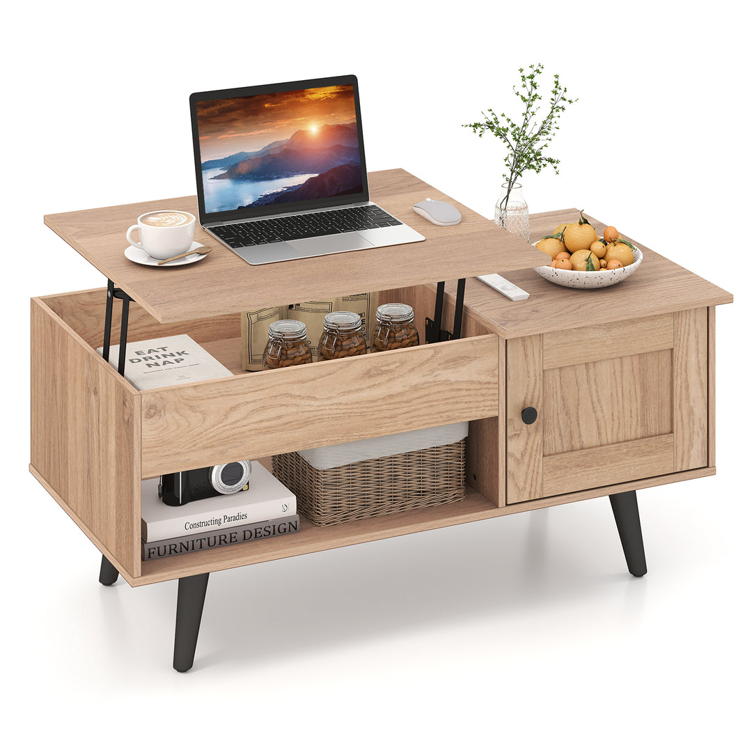 Giantex Lift Top Coffee Table, Modern Cocktail Table with Hidden Compartment, Open Shelf &amp; Cabinet