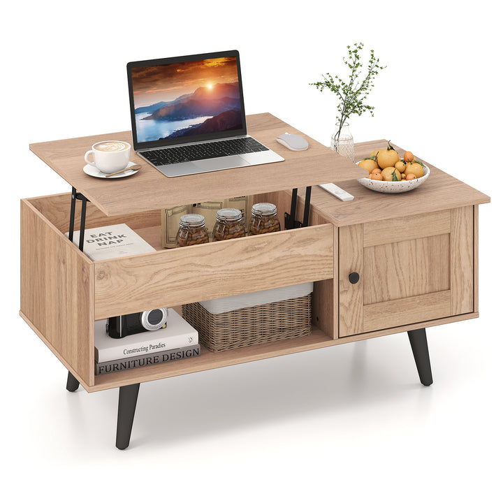 Giantex Lift Top Coffee Table, Modern Cocktail Table with Hidden Compartment, Open Shelf &amp; Cabinet