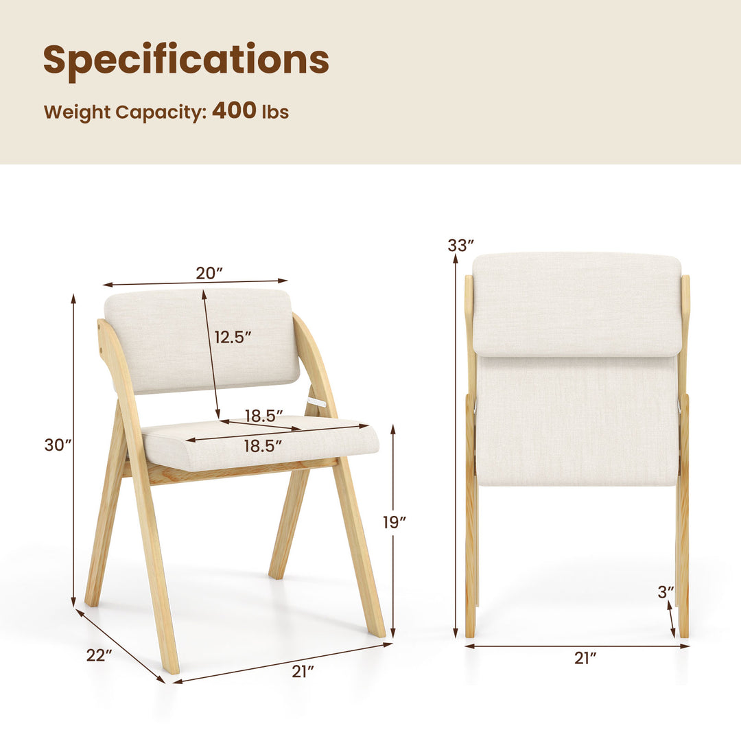 Giantex Set of 2 Folding Kitchen Dining Chairs with Rubber Wood Legs