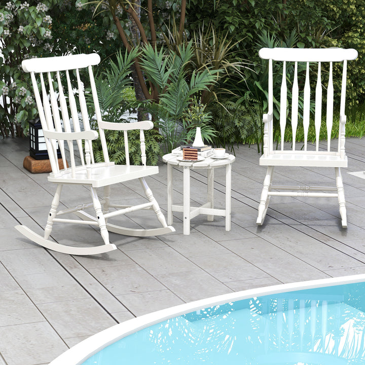 Giantex Outdoor Wood Rocking Chair - Set of 2 Patio Rocking Chair with Solid Frame