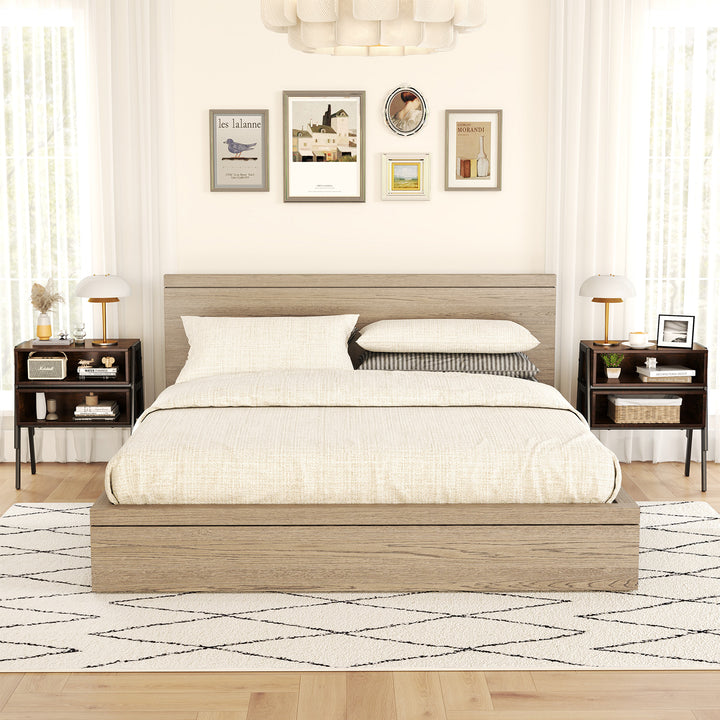 Giantex Stackable End Table Set of 2, Compact Nightstands w/Metal Frame &amp; Open Compartments