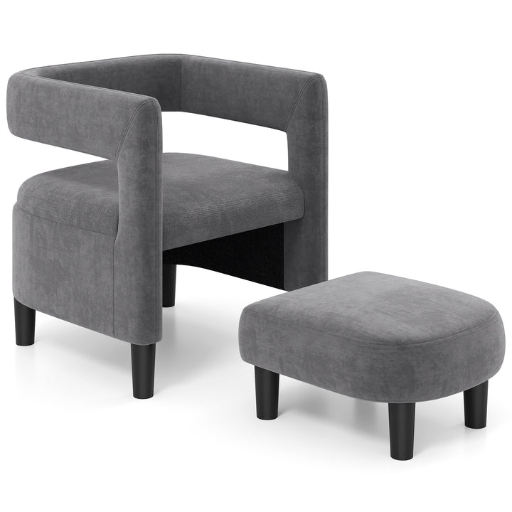 Giantex Velvet Accent Chair with Ottoman
