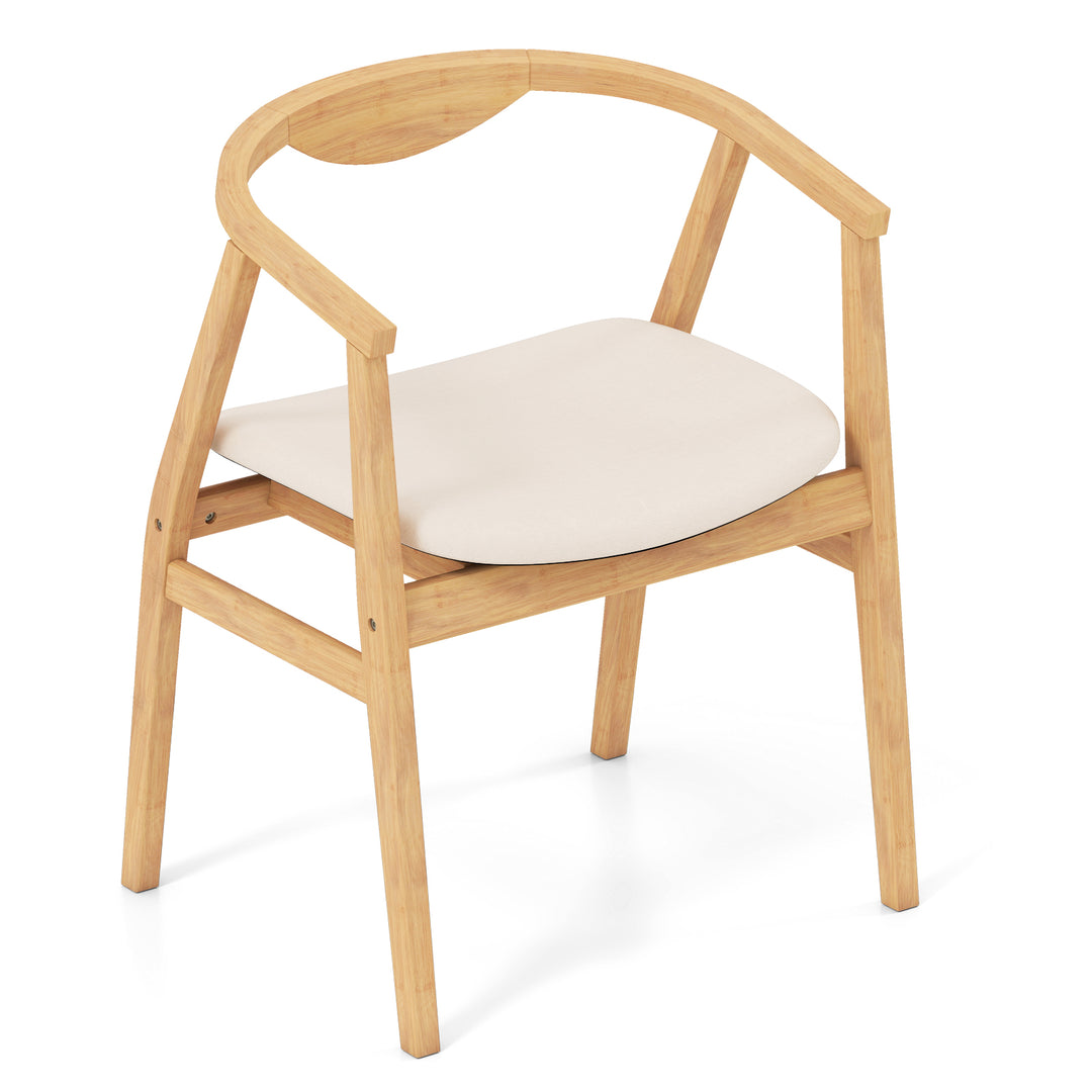 Giantex Modern Mid Century Accent Chair, Made of Fabric, Bamboo