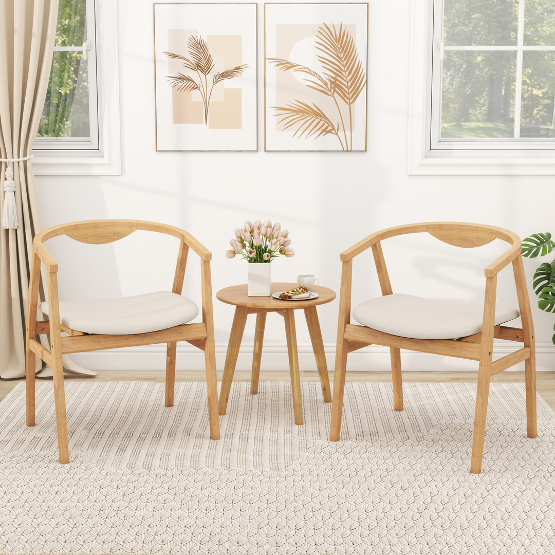 Giantex Modern Mid Century Accent Chair, Made of Fabric, Bamboo