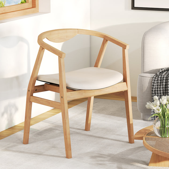 Giantex Modern Mid Century Accent Chair, Made of Fabric, Bamboo