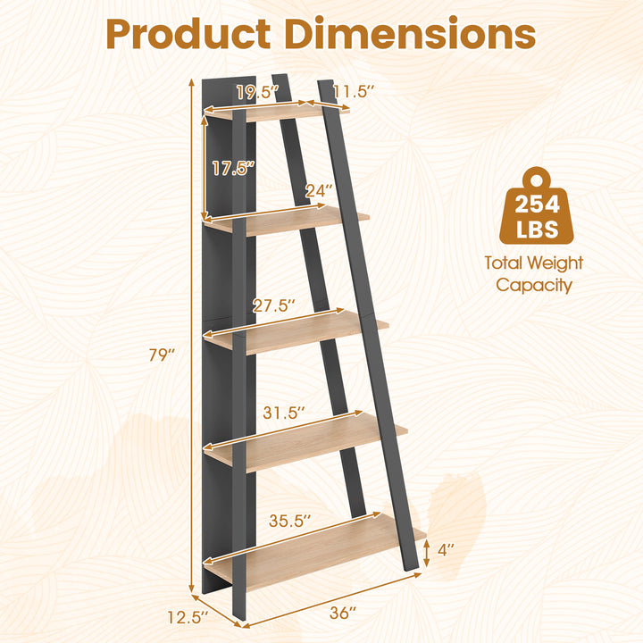 Giantex 4 Tier/ 5-Tier Narrow Wooden Vertical Trapezoidal Bookcase