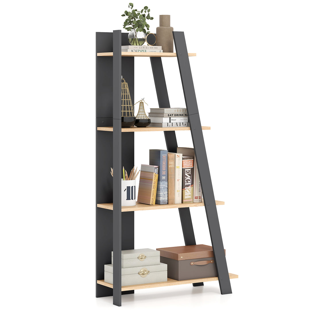 Giantex 4 Tier/ 5-Tier Narrow Wooden Vertical Trapezoidal Bookcase