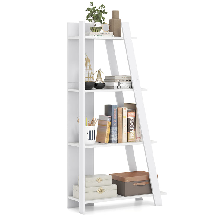 Giantex 4 Tier/ 5-Tier Narrow Wooden Vertical Trapezoidal Bookcase