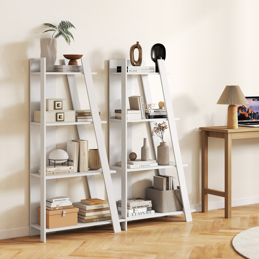 Giantex 4 Tier/ 5-Tier Narrow Wooden Vertical Trapezoidal Bookcase