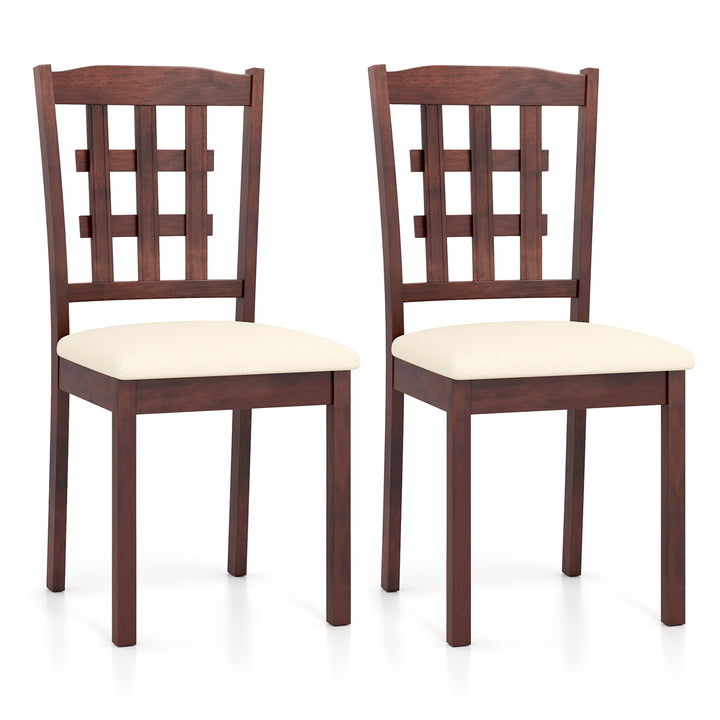 Giantex Wooden Dining Chair, Linen Fabric Padded Kitchen Chairs