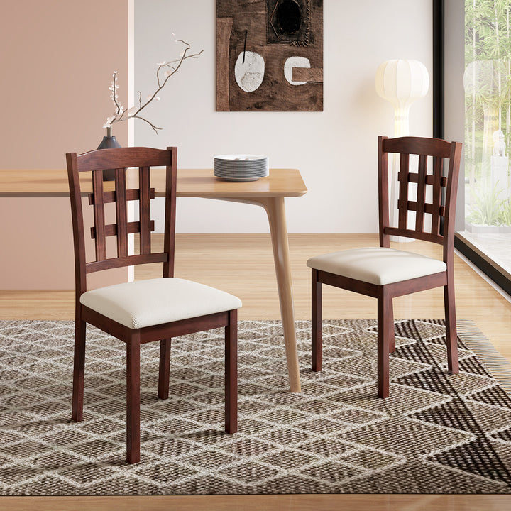 Giantex Wooden Dining Chair, Linen Fabric Padded Kitchen Chairs