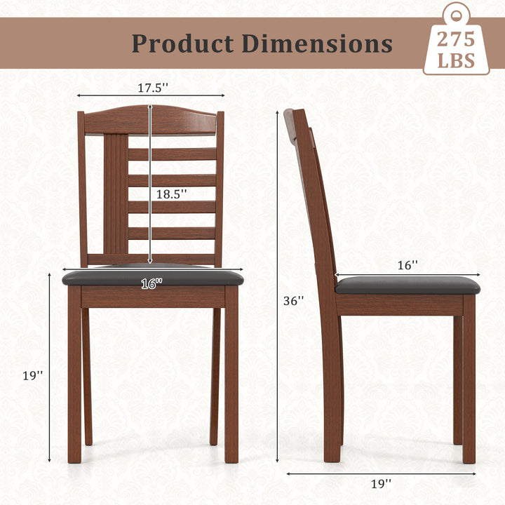 Giantex Wooden Dining Chair, PU Leather Upholstered Kitchen Chairs w/Padded Seat