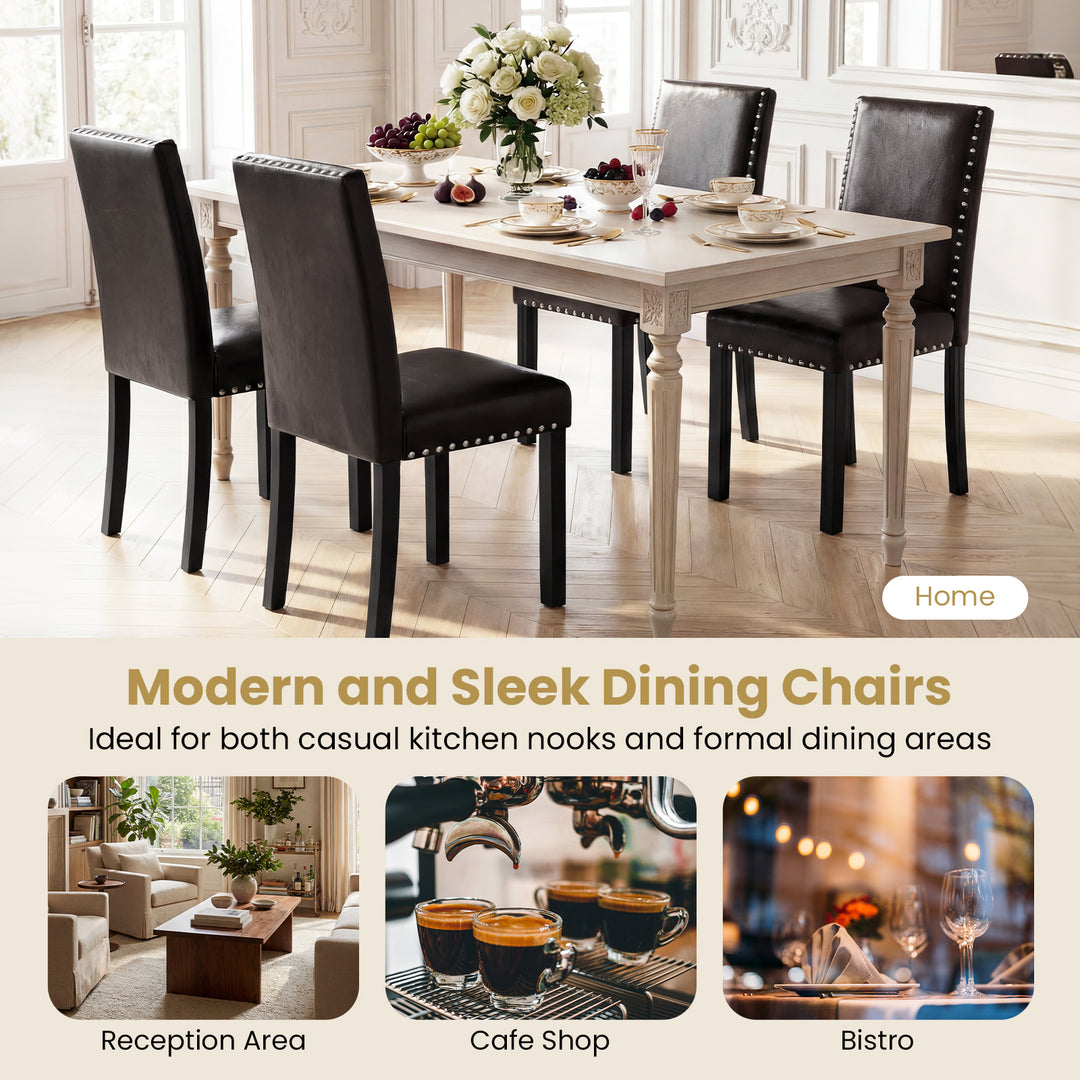 Giantex Dining Chairs Set of 2/4 with Solid Rubber &amp; Bent Wood Legs