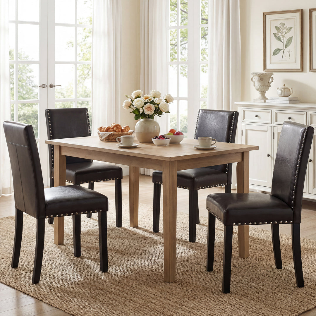 Giantex Dining Chairs Set of 2/4 with Solid Rubber &amp; Bent Wood Legs