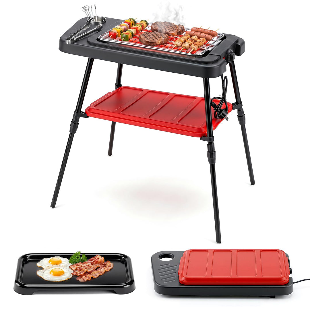 Giantex 2-in-1 Electric Grill and Griddle Indoor Outdoor with Adjustable Stand