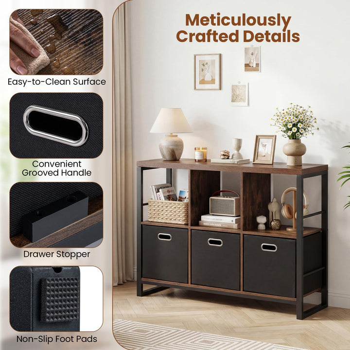 GIANTEX 6 Cube Storage Organizer with 3 Storage Bins