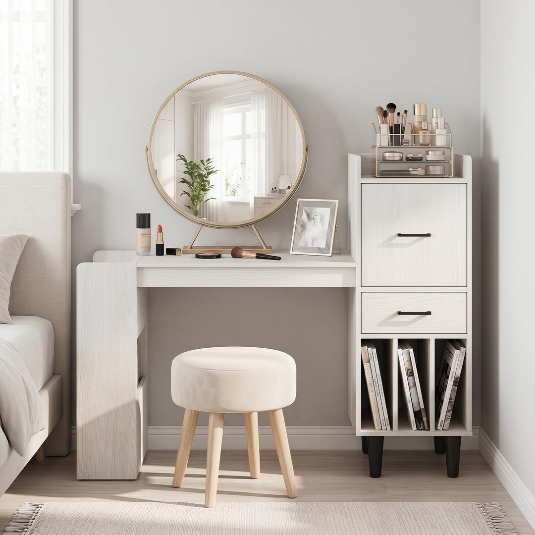 Giantex Modern Computer Desk with Side Storage Shelves