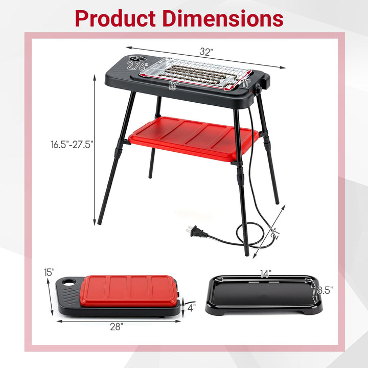 Giantex 2-in-1 Electric Grill and Griddle Indoor Outdoor with Adjustable Stand