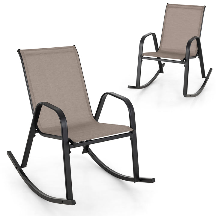 Giantex Outdoor Rocking Chairs , Patio Rocking Chairs w/Breathable Seat &amp; Back