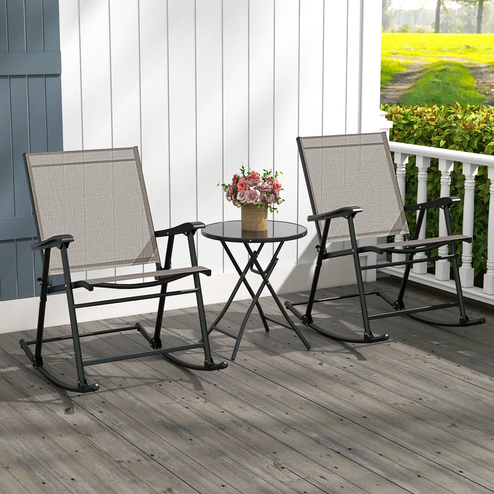 Giantex Folding Rocking Chairs Set of 2 - High Back Patio Rocking Chairs w/Armrests and Footrests, Breathable Back Rest