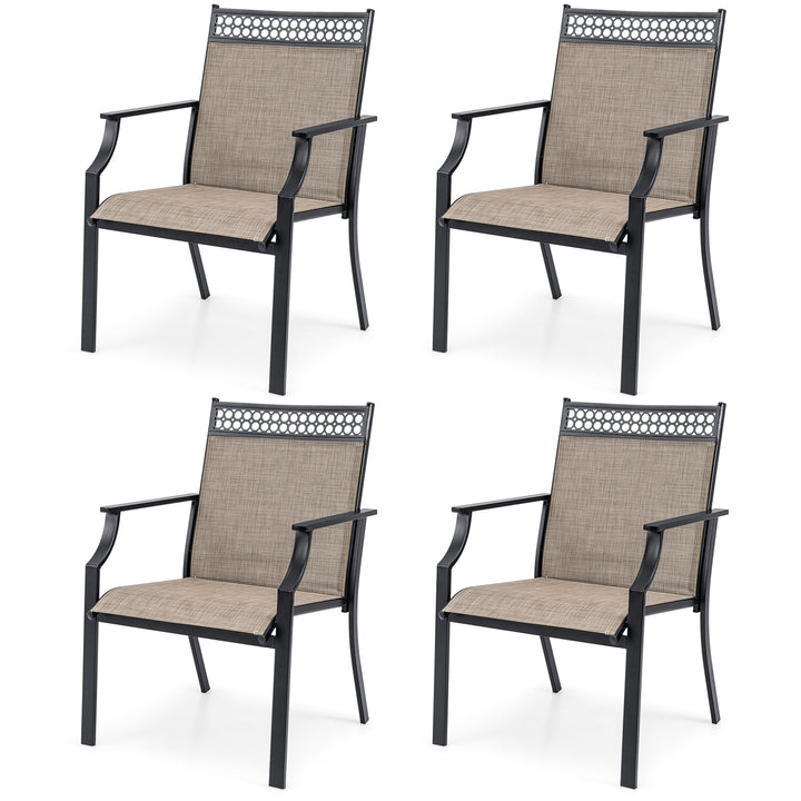 Giantex Patio Chairs Set of 2/4, Outdoor Chairs with All Weather Fabric, High Backrest, Armrests