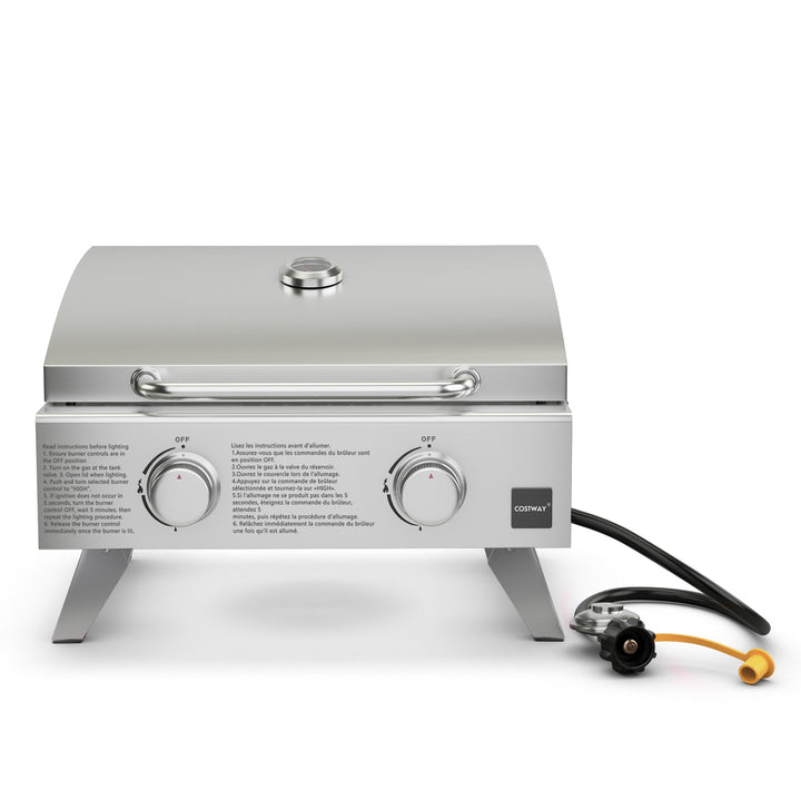 Propane TableTop Gas Grill Stainless Steel Two-Burner BBQ