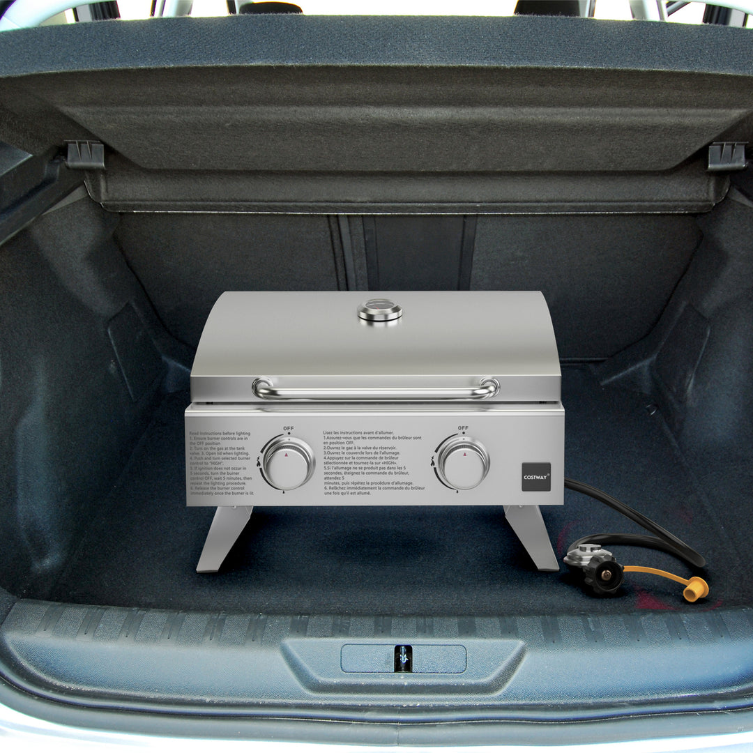 Propane TableTop Gas Grill Stainless Steel Two-Burner BBQ