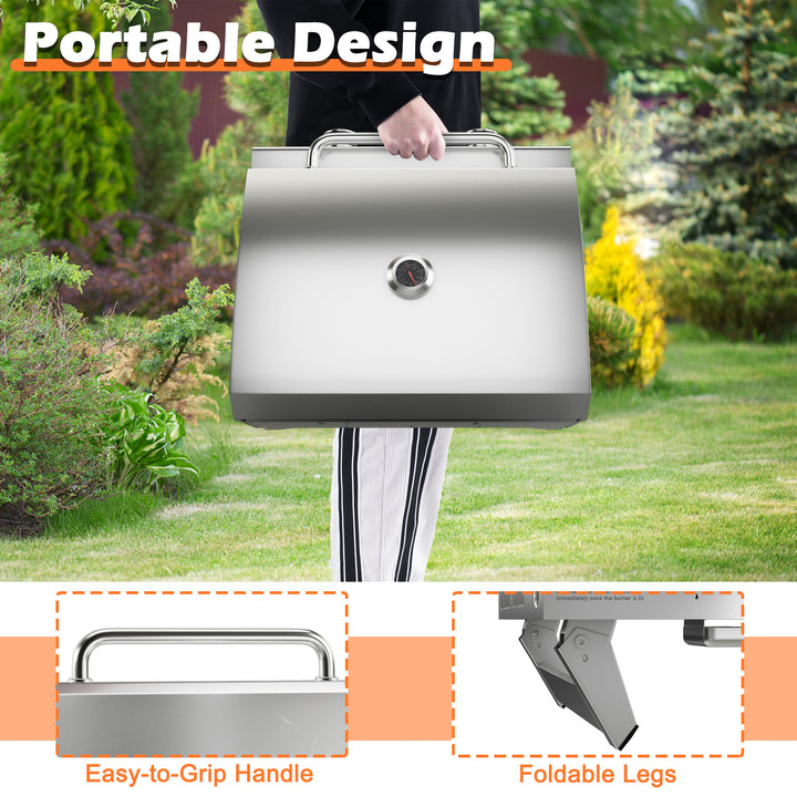Propane TableTop Gas Grill Stainless Steel Two-Burner BBQ