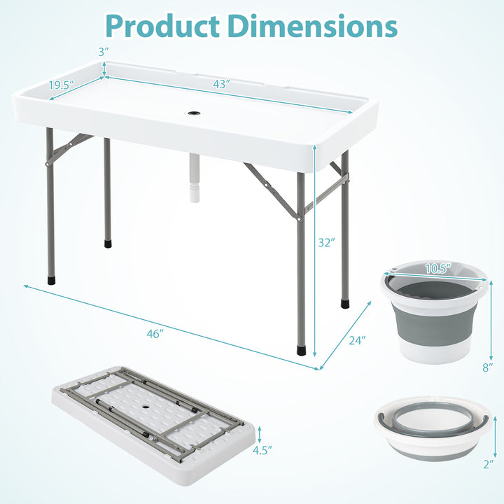 Giantex Folding Ice Cooler Table with Drain