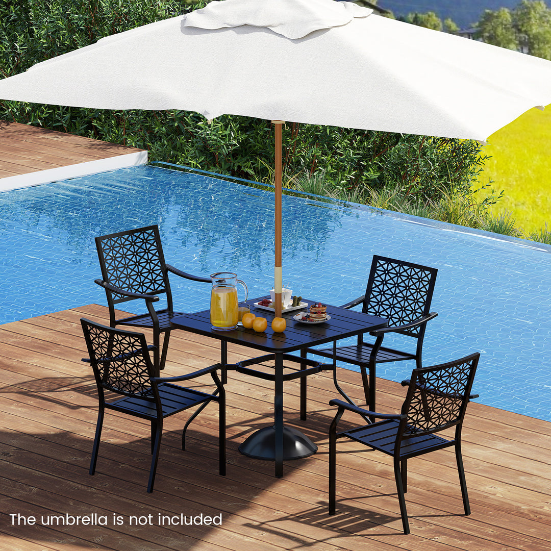 Giantex 5 Piece Patio Dining Set, Outdoor Dining Table W/ 4 Stackable Chairs